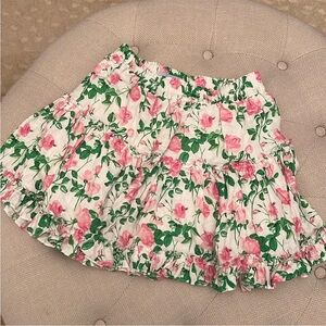 Hill House Paz ruffle skirt in pink roses